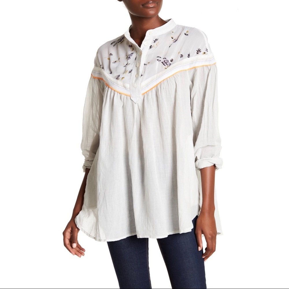 FREE PEOPLE HEARTS AND COLORS LONG SLEEVE SHIRT